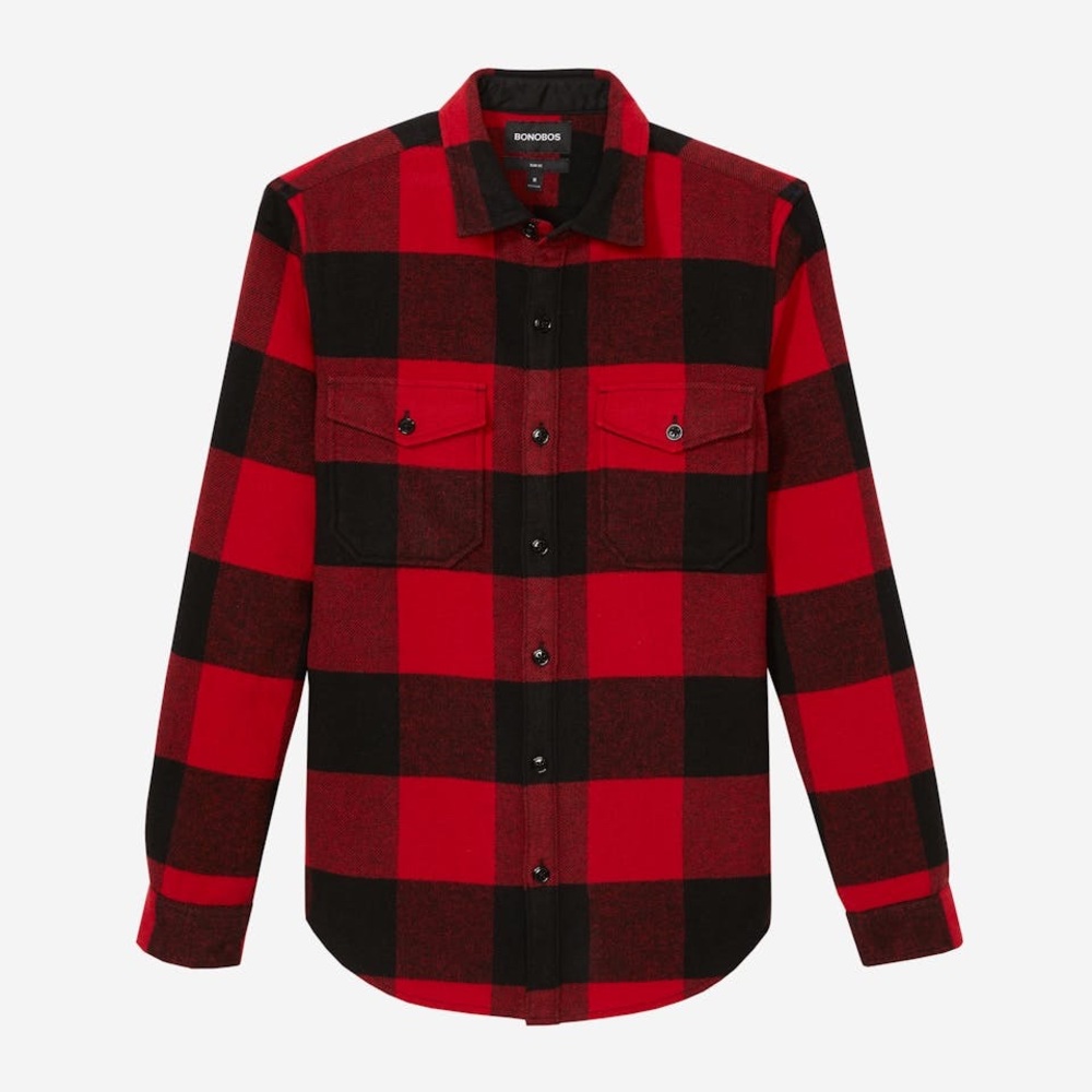 Bonobos Red/Black Wool Overshirt Size M